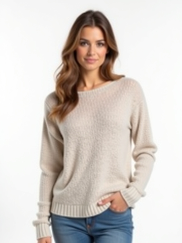 Pull col V beige sans manches